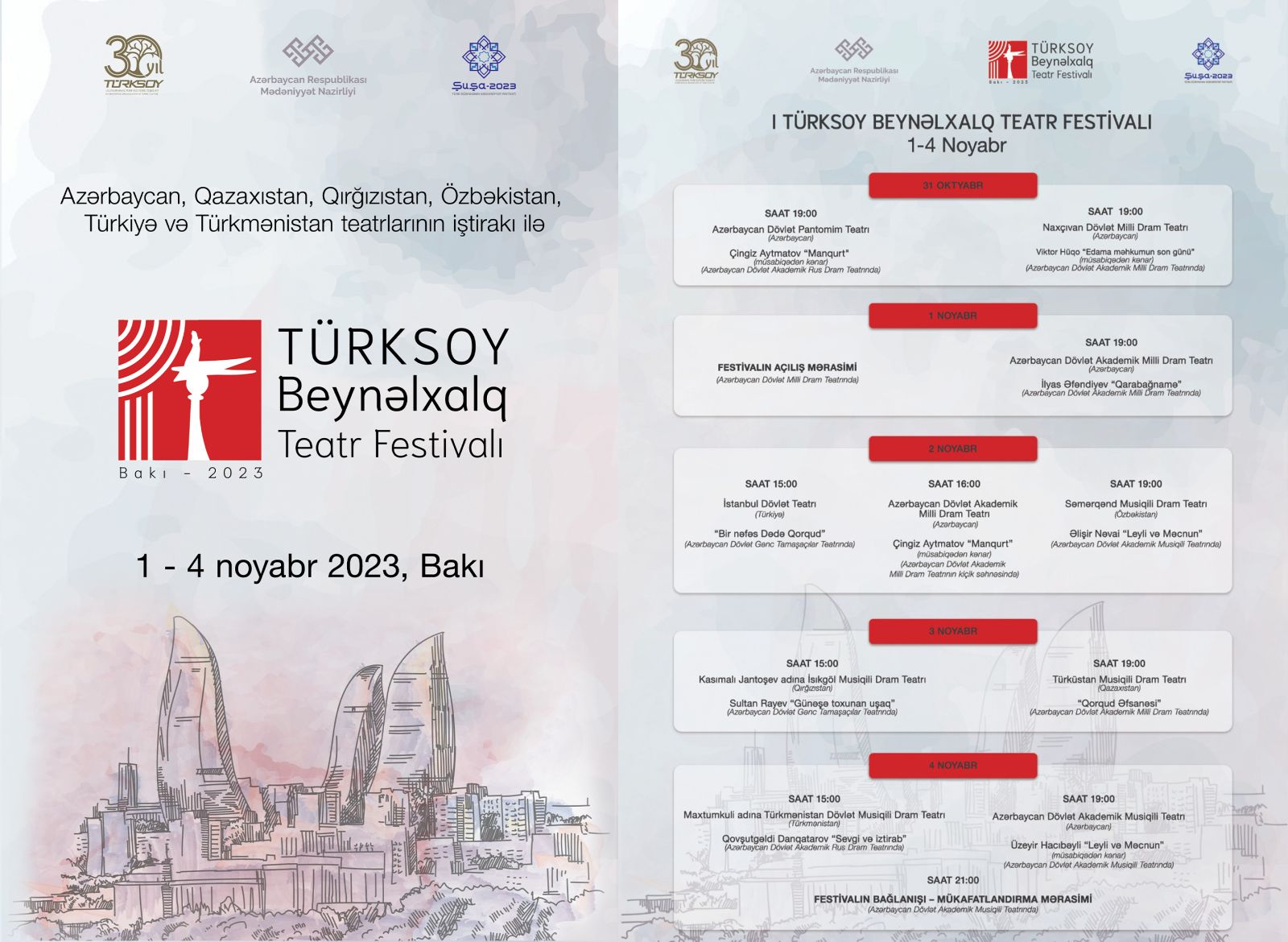 Ölkəmizdə I Beynəlxalq TÜRKSOY Teatr Festivalı keçirilir